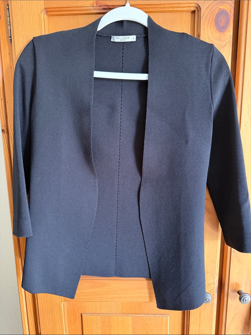 MM Lafleur Black Open-Front Blazer with 3/4 Sleeves x-small